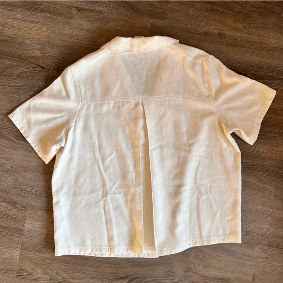 TravelSmith | Cream Linen Blend Button Up Collared Blouse Women’s Medium Travel - Picture 2 of 7
